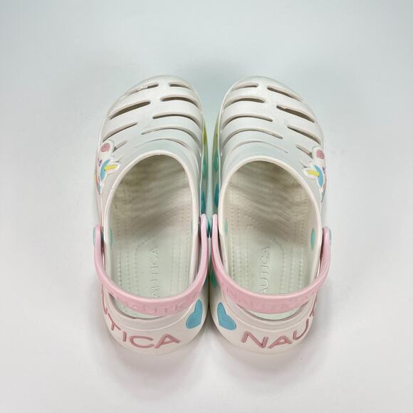 Nautica Clogs White Pink Unicorn Hearts Platform Slip On Shoes Youth Size 13 - Picture 4 of 10